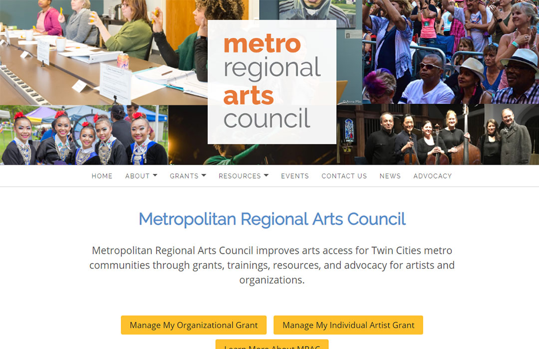Website for the Metropolitan Reginal Arts Council