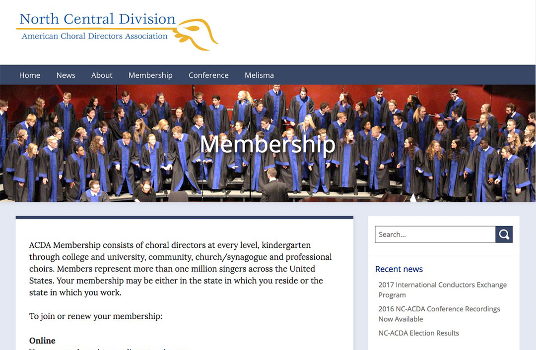 Website for the North Central Division of the ACDA