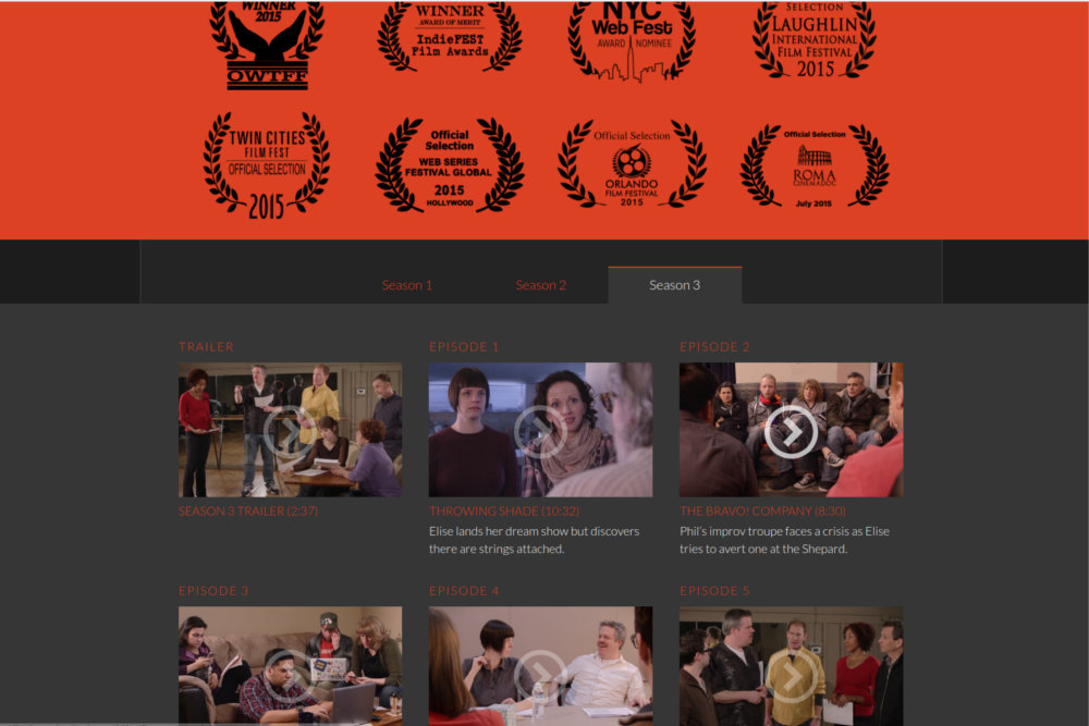 Website design for the Theater People web series